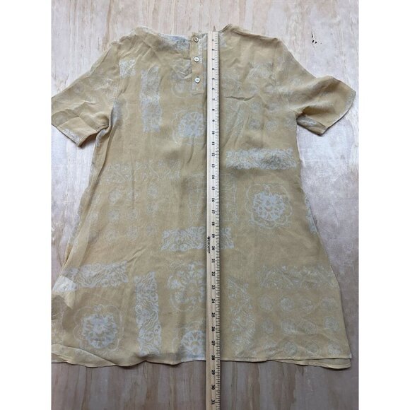 Vintage Giorgio Armani Blouse 1980s Italy Silk Sz 4 38 Buttery Yellow Short Slv - Picture 6 of 8